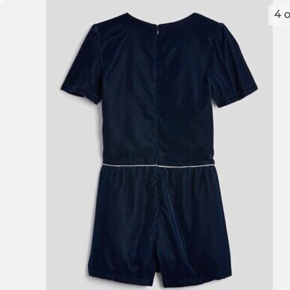 GAP Kids Girls NEW 6-7 Navy Blue Velvet Short Sleeve Romper NWT - Picture 4 of 4